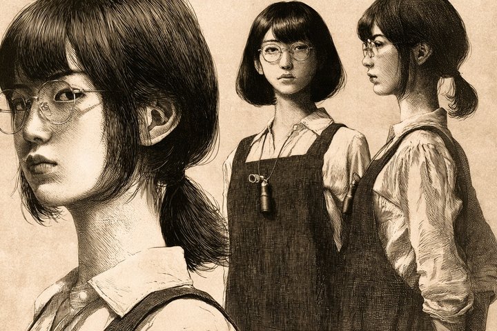 「その時計、いくらですか」の久遠 すずの設定画(全身と顔)