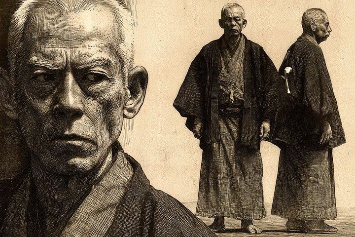 「その時計、いくらですか」の久遠 徳次の設定画（全身と顔）