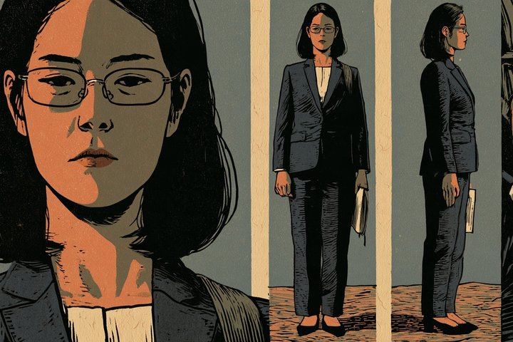 「この会社、いくらですか。」の深町 遥の設定画（全身と顔）
