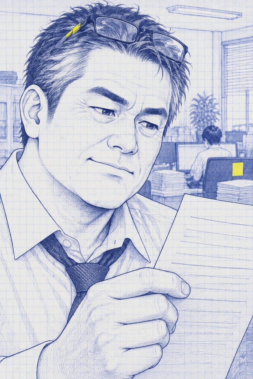 課長の顔の寄り。依頼の紙を太い指でつまみ、眉を上げる。