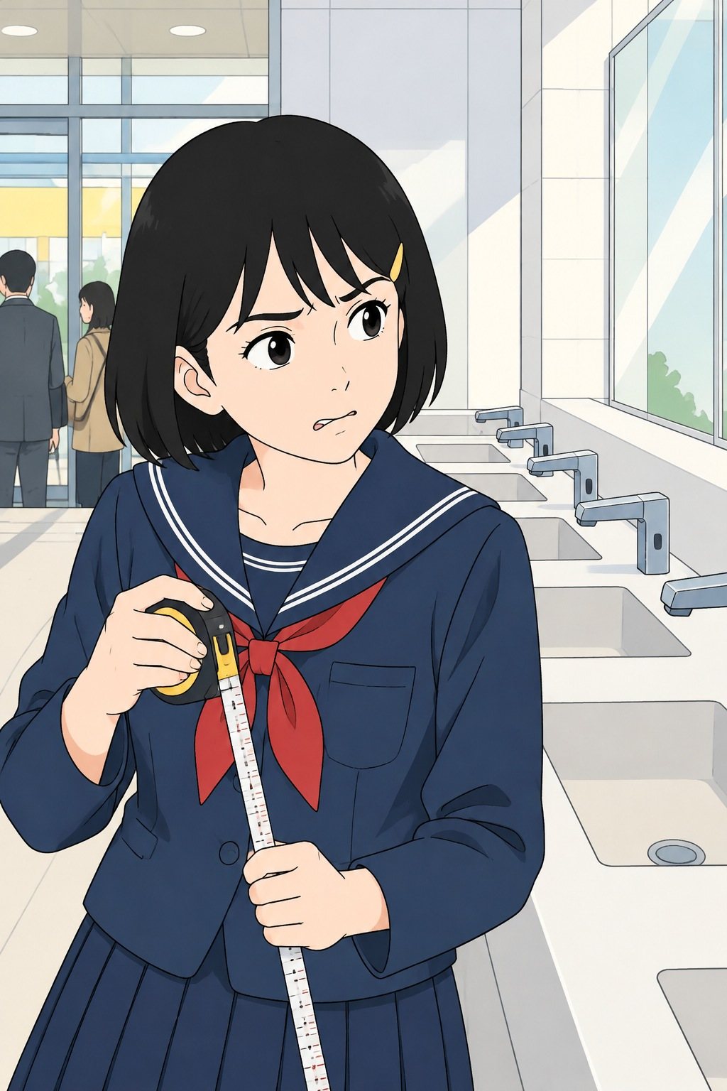 巻き尺を持ったひかりが立ち上がり、首をかしげて透の手元をのぞく。