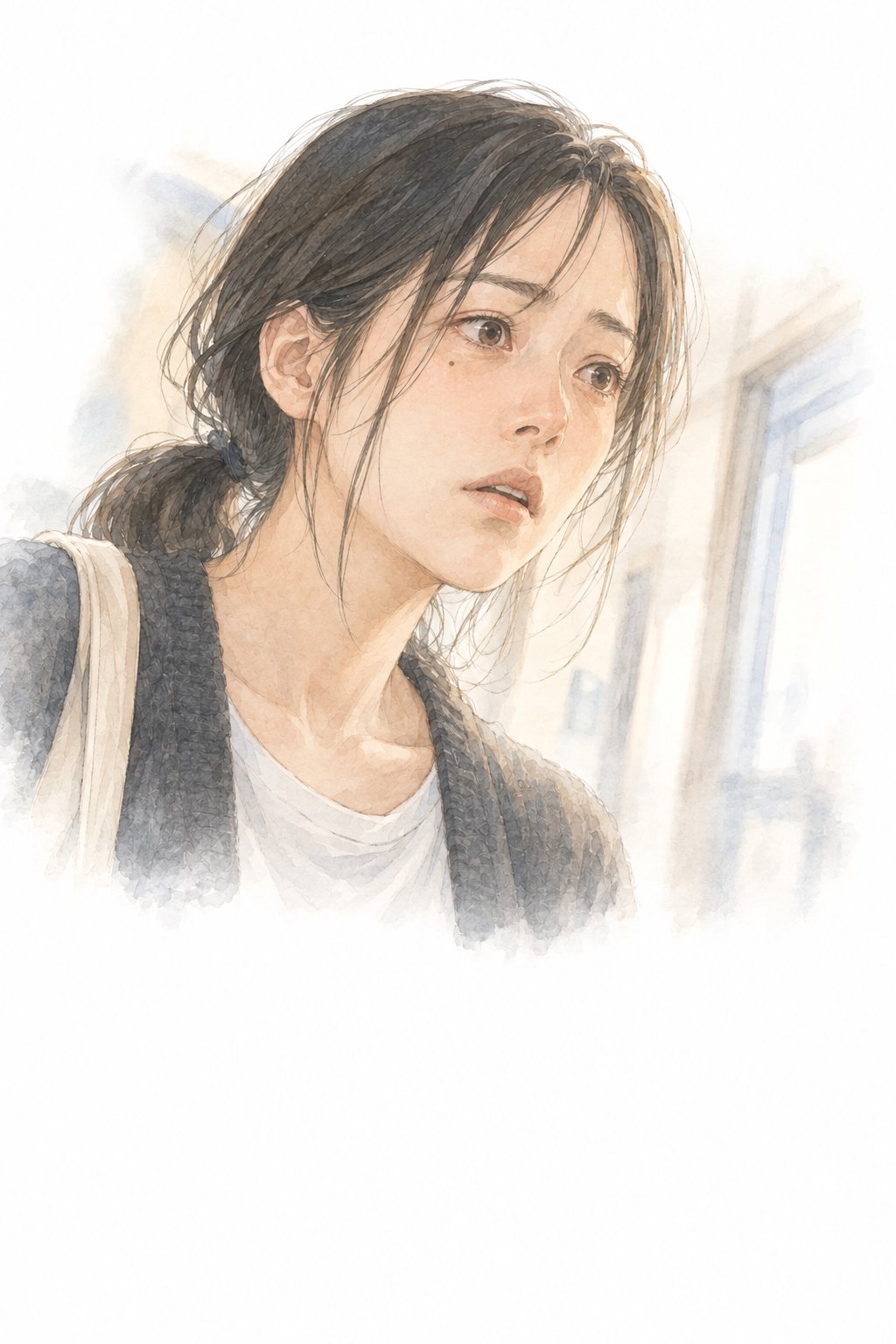 言葉を失って固まる小春の顔の寄り。