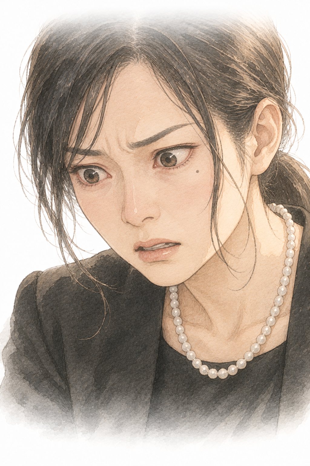 目を見開き、怒りがこみ上げる小春の顔の寄り。