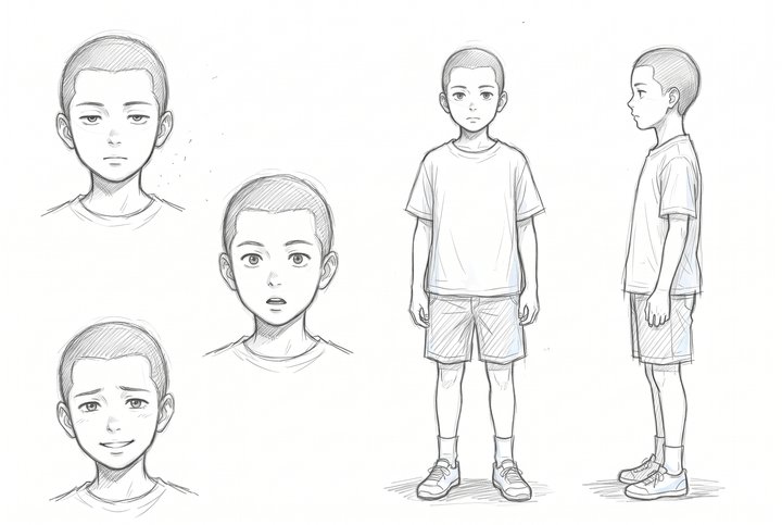 「先生、それは学校の仕事ですか」の小坂 大和の設定画（全身と顔）
