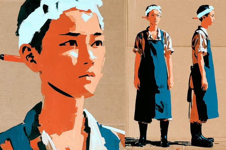 「この八百屋、なぜかつぶれない。」の坂井 つぐみの設定画（全身と顔）