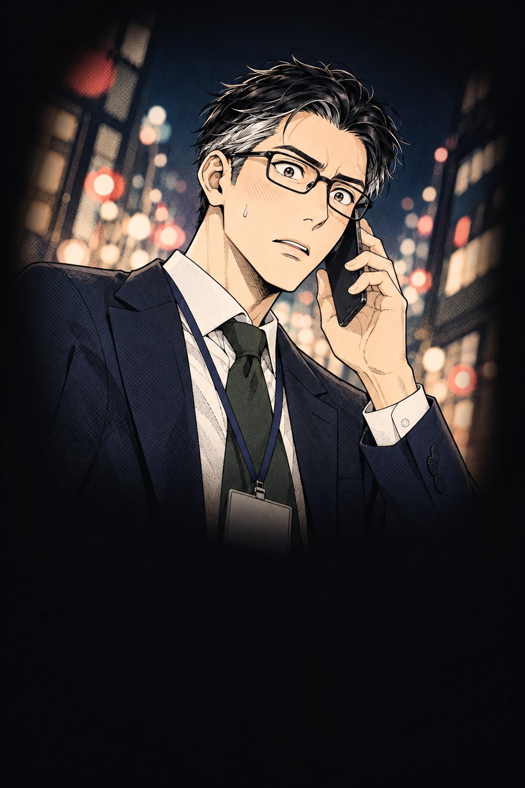 眼鏡の男(中身はことは)の顔の大写し。息をのんで固まっている。