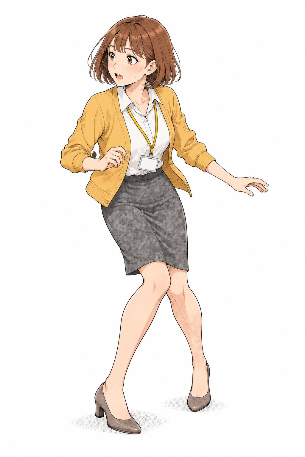 金曜の朝の人事部。柚木が受話器を置き、驚いた顔で立ち上がっている。