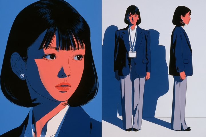 「その求人、紹介できません」の沢井 みのりの設定画（全身と顔）