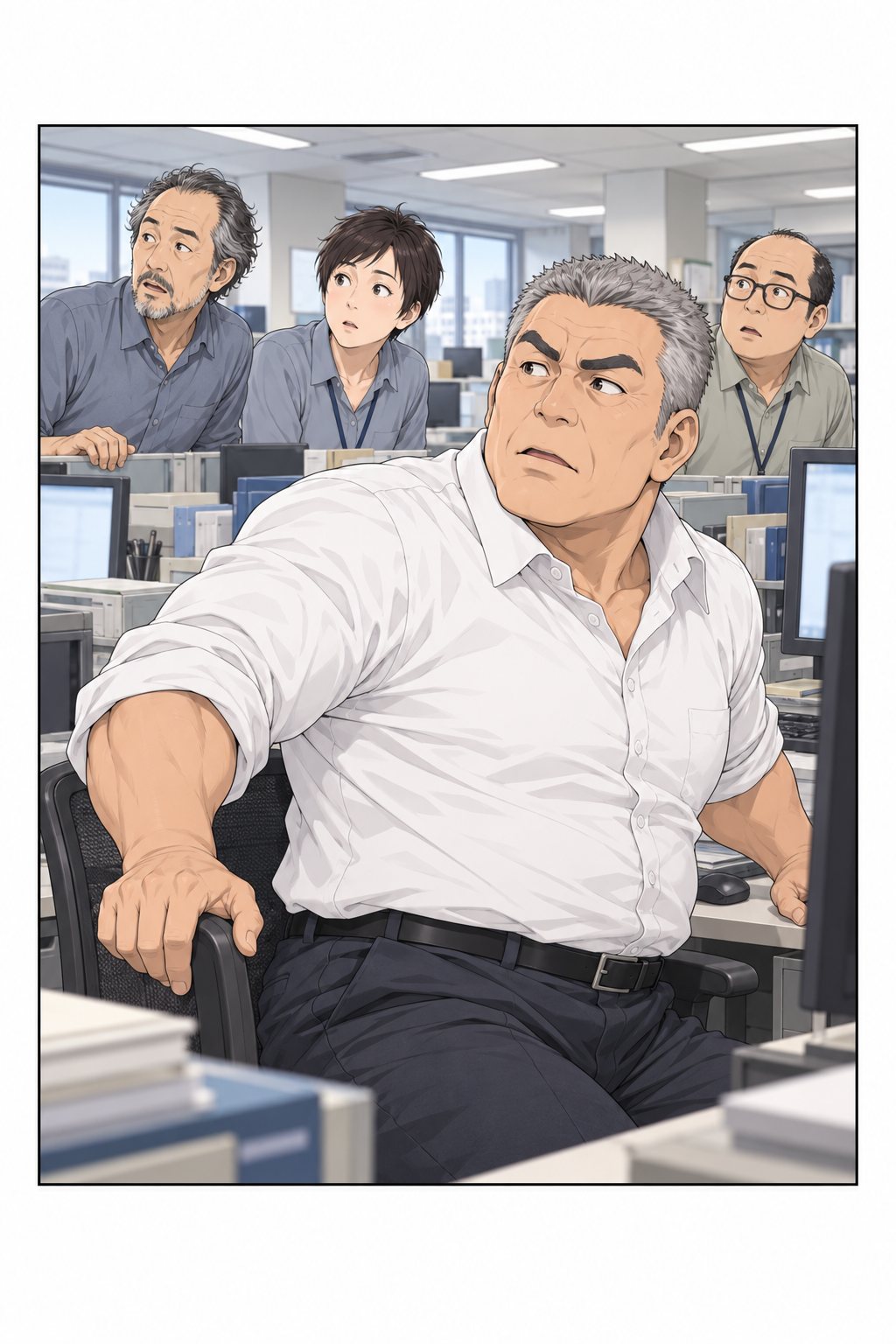 ざわつく開発部。鬼塚部長が勢いよく振り返る。