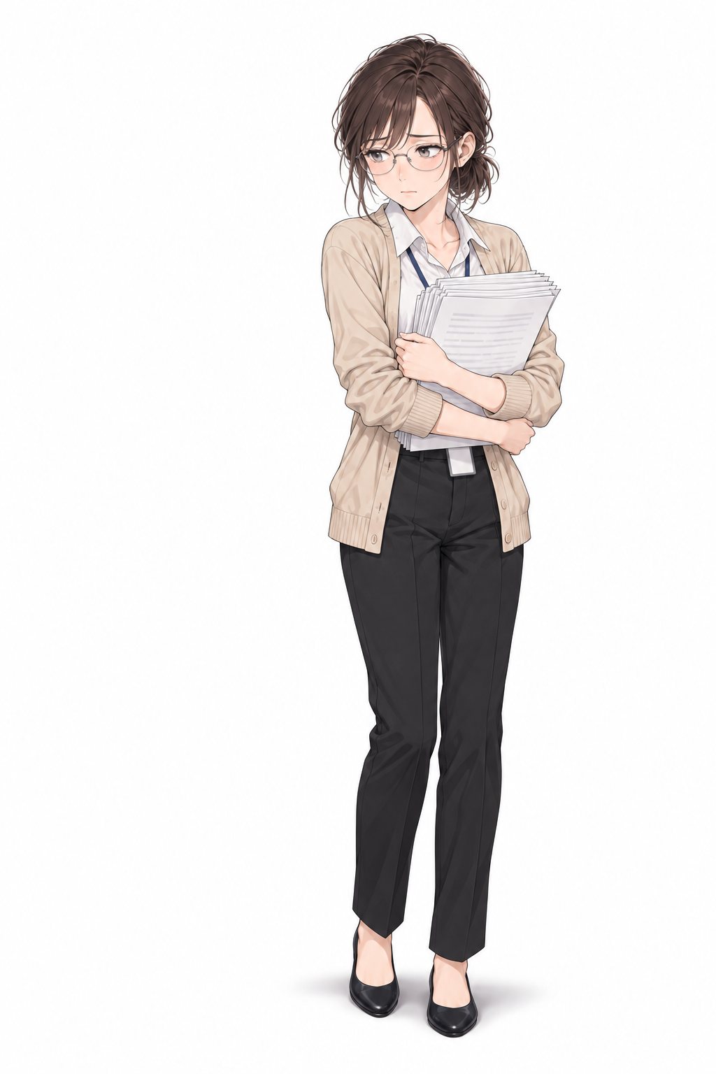 紙の束を胸に抱えて、不安そうに目を伏せる宇佐美。