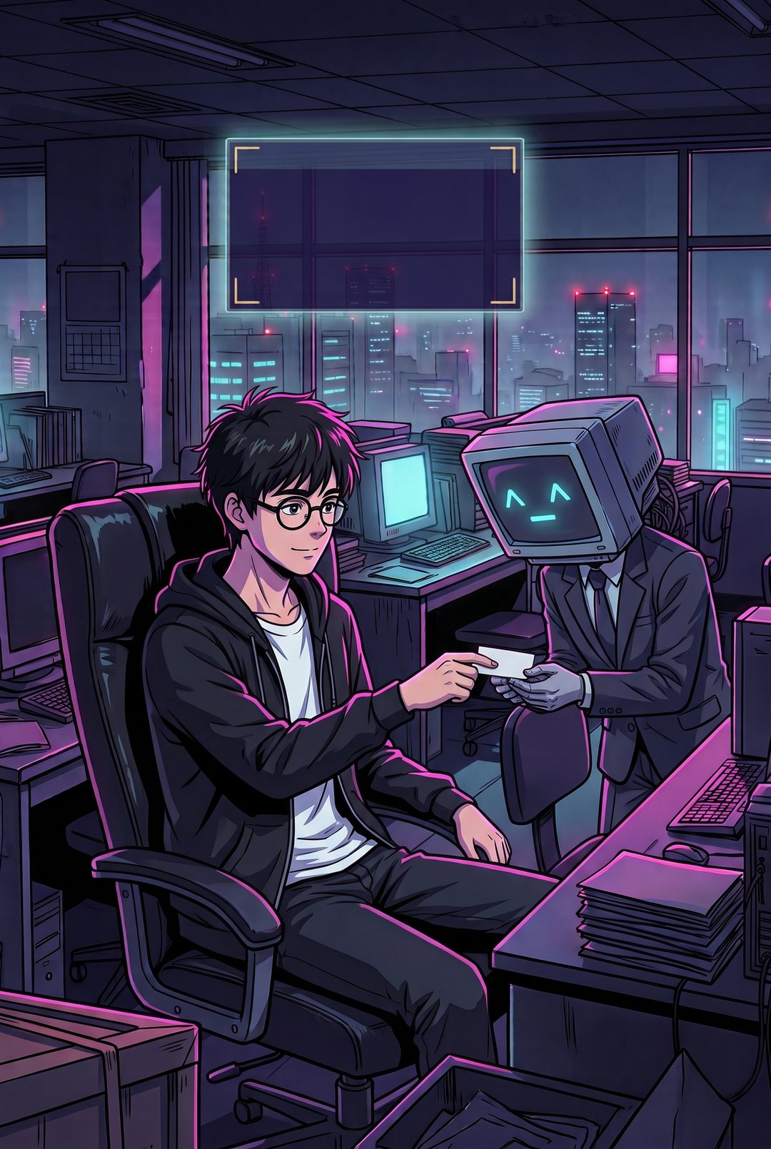 僕が AI に一枚の指示の札を手渡す。
