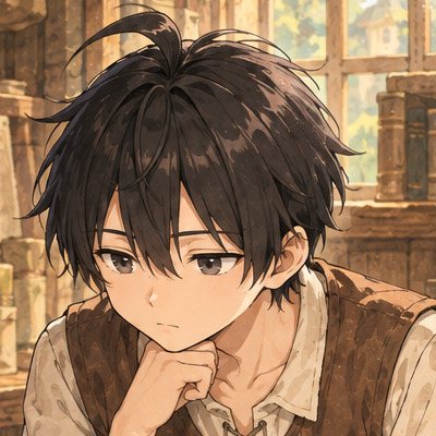 ミナトの寄り。あごに手を当て、帳面に目を落としたまま考え込む。