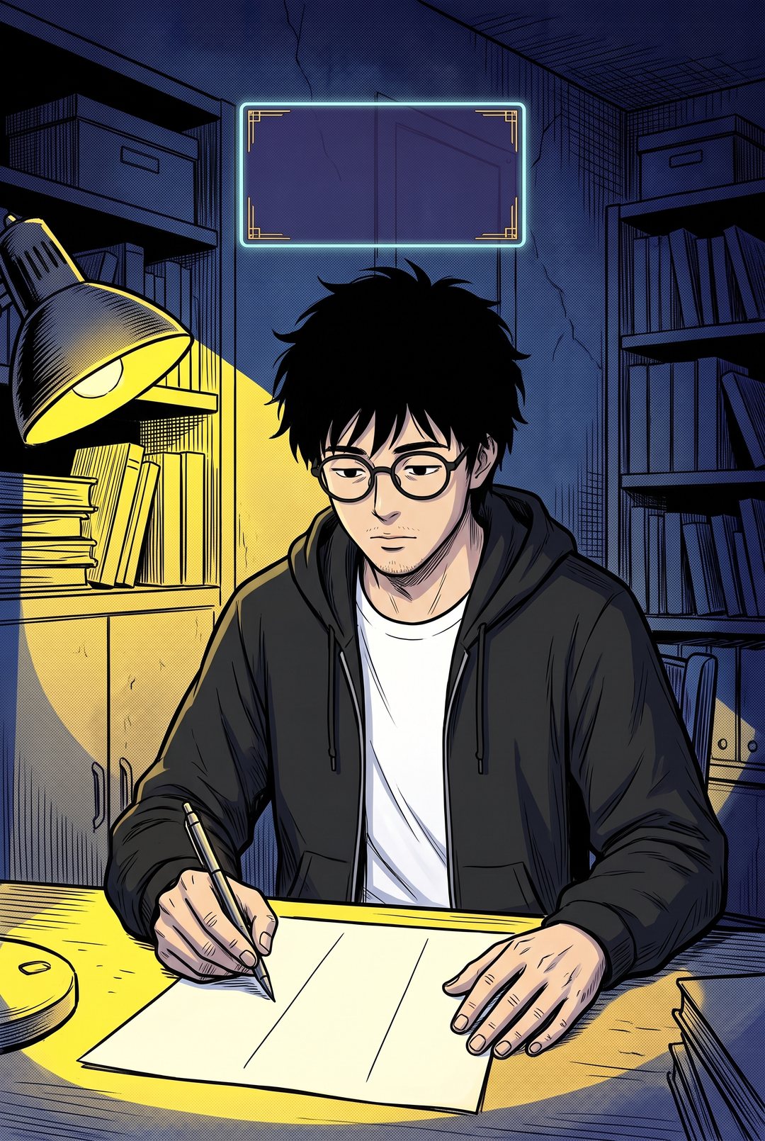 コートを脱ぎ、紙に「誰が・何を・いつ」の欄を作って書き込む僕。
