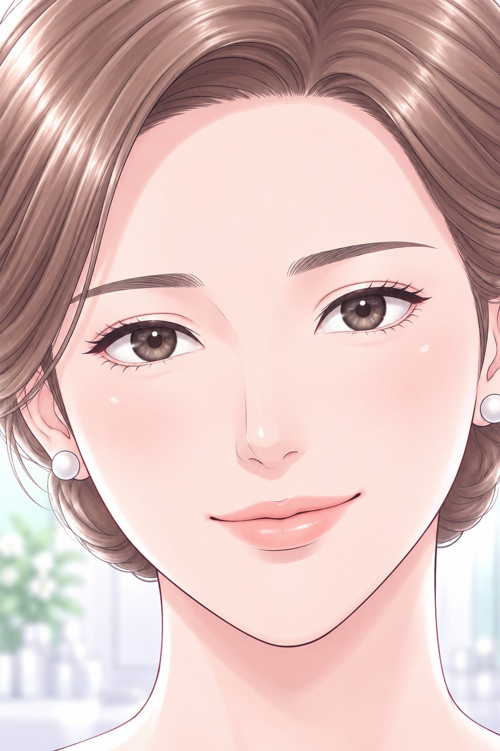 相談の係の顔の寄り。笑顔のまま、目だけが止まる。