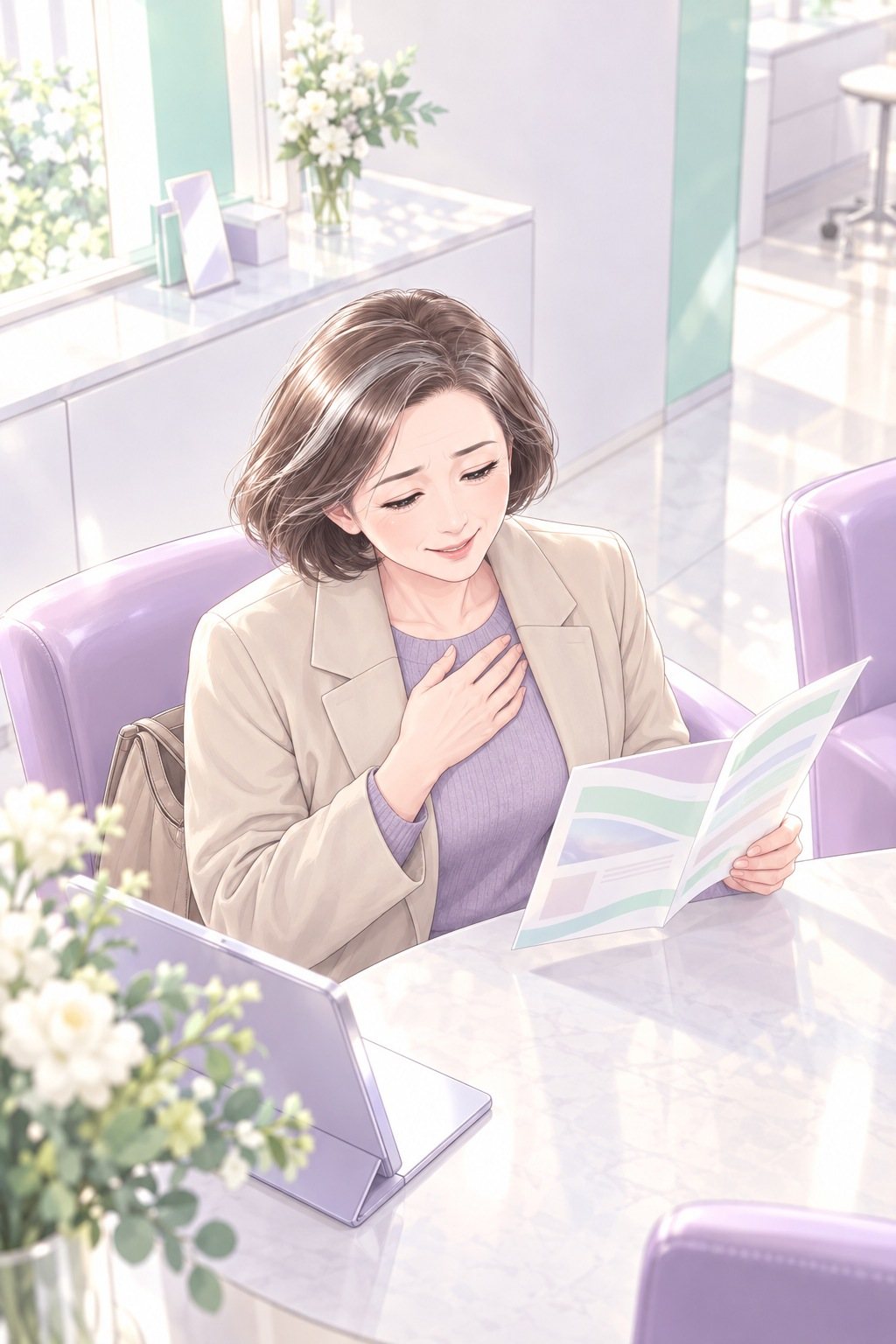 少し上から母。案内の紙を持って胸をなで下ろす。