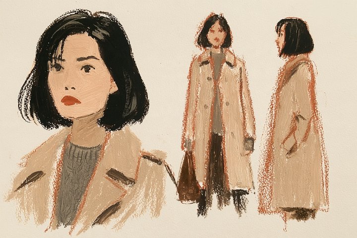 「再検査、行ってないでしょ」の野上 千晴の設定画(全身と顔)