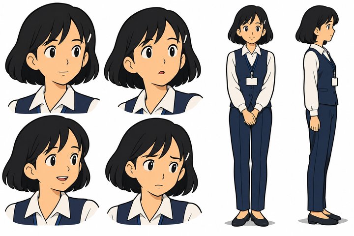 「その申請、ここで合ってます」の茅野 悠の設定画（全身と顔）