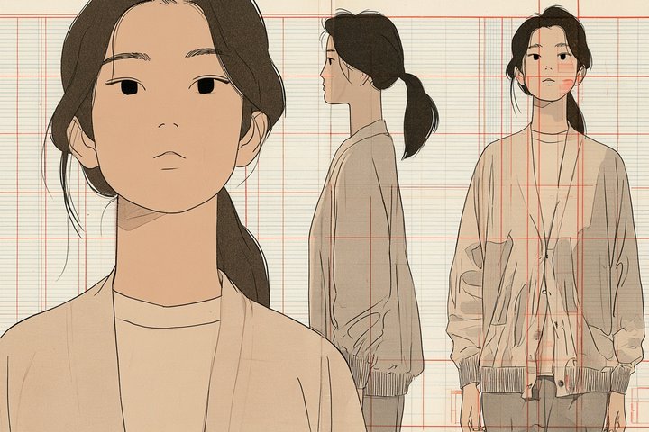 「確定申告、15分で出しました。」の日野 紗希の設定画（全身と顔）