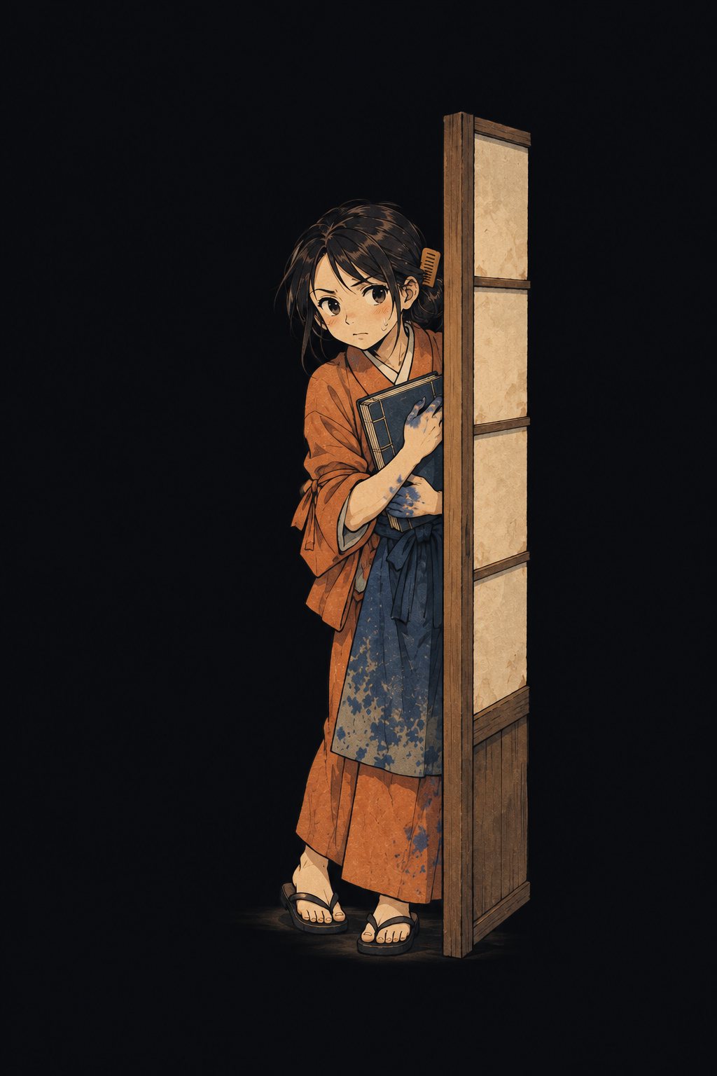 戸の陰で、それを聞いてしまったお糸が、新しい帳を胸に抱きしめる。