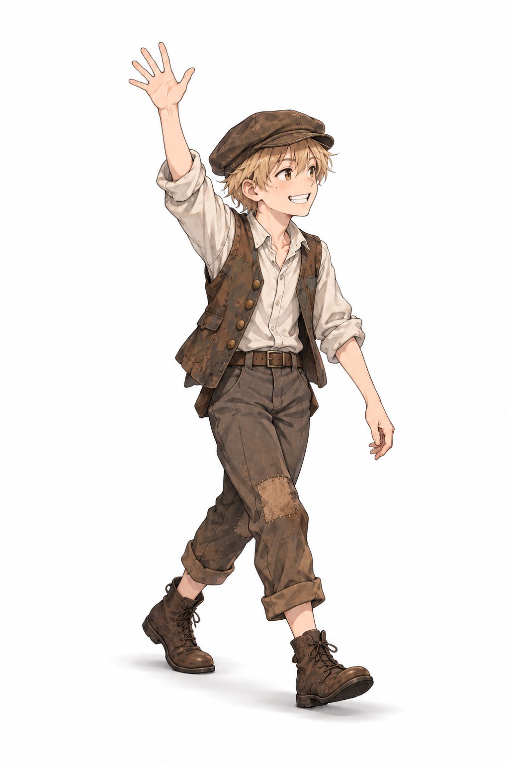 ぶかぶかの帽子をかぶったそばかすの少年が、手を挙げて前に出る。