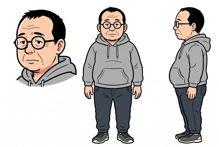 「体験レッスン、5つ目です」の宍戸 学の設定画（全身と顔）