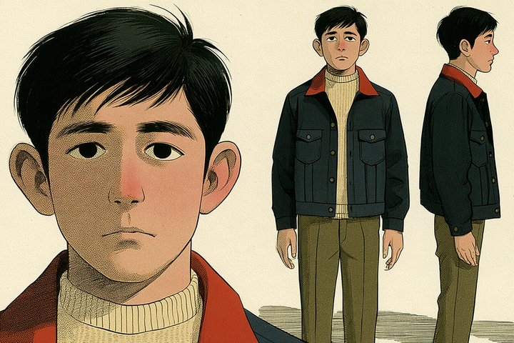 「お見合いは、1時間です」の吉永 航平の設定画（全身と顔）